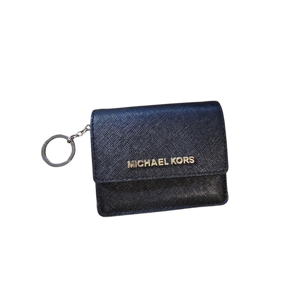 Michael Kors Black Snap Wallet with Interior Keychain & Zip